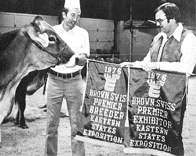 AT THE BIG E IN 1976, GEORGE G. HARRIS (LEFT) WITH HARRIS HILL "TESSY".