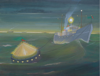 GEOFFREY PARKER SALVAGE BUOY ACRYLIC ON BOARD 24 X 31 INCHES